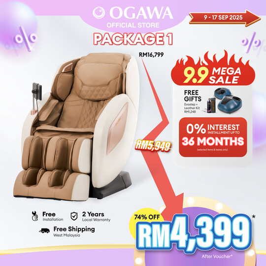 [Package 1] Ogawa Retreax Ionic Contemporary Massage Chair Free Evostep + 3in1 Leather Kit  [Free Shipping WM]*