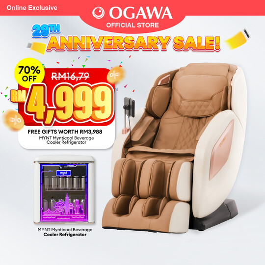 [Package 2] Ogawa Retreax Ionic Contemporary Massage Chair Free MYNT Mynticool Beverage Cooler Refrigerator  [Free Shipping WM]*
