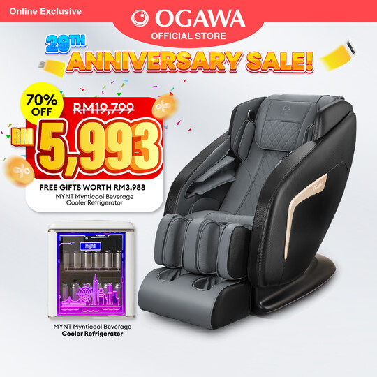 [Package 2] OGAWA Smart Galaxia Massage Chair (Golden Midnight) Free MYNT Mynticool Beverage Cooler Refrigerator [Free Shipping WM]*