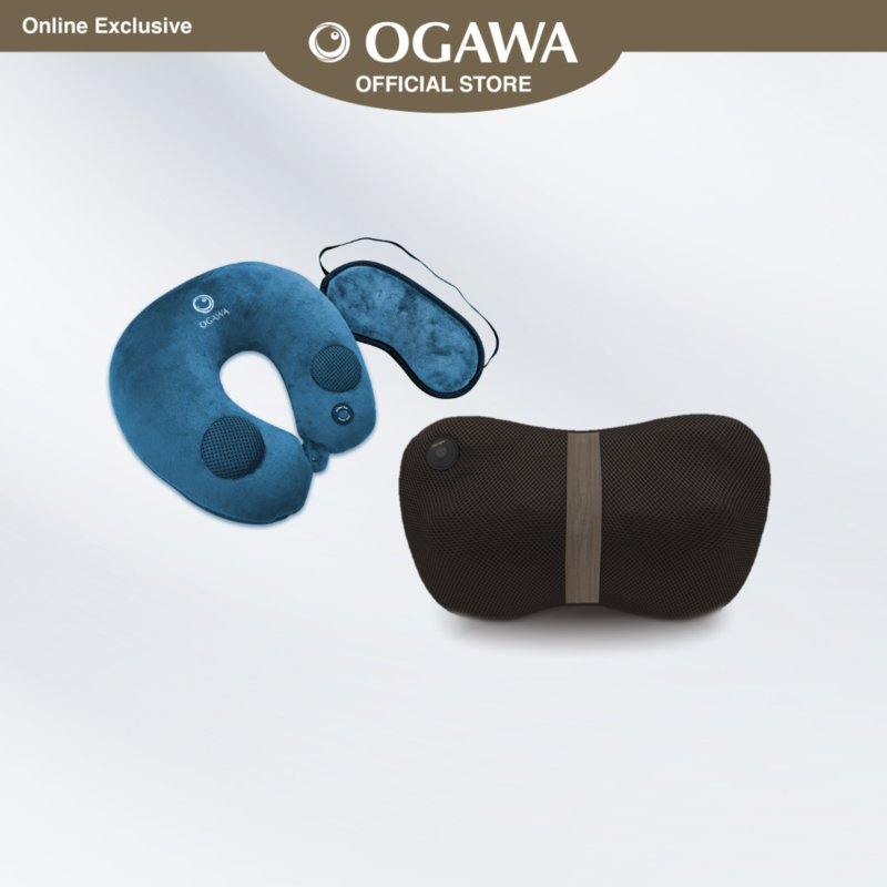 UEM] OGAWA Mobile Shiatsu Lite Shiatsu Kneading Massage Pillow (Ashwood) +  Tinkle-X (Blue)