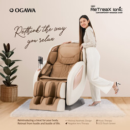 [Fish's Live Exclusive] Ogawa RetreaX Ionic Contemporary Massage Chair with Heating Pad Free Turborevive Hot & Cold Massage Gun + 3in1 Leather Kit* [Deposit RM200 Only]